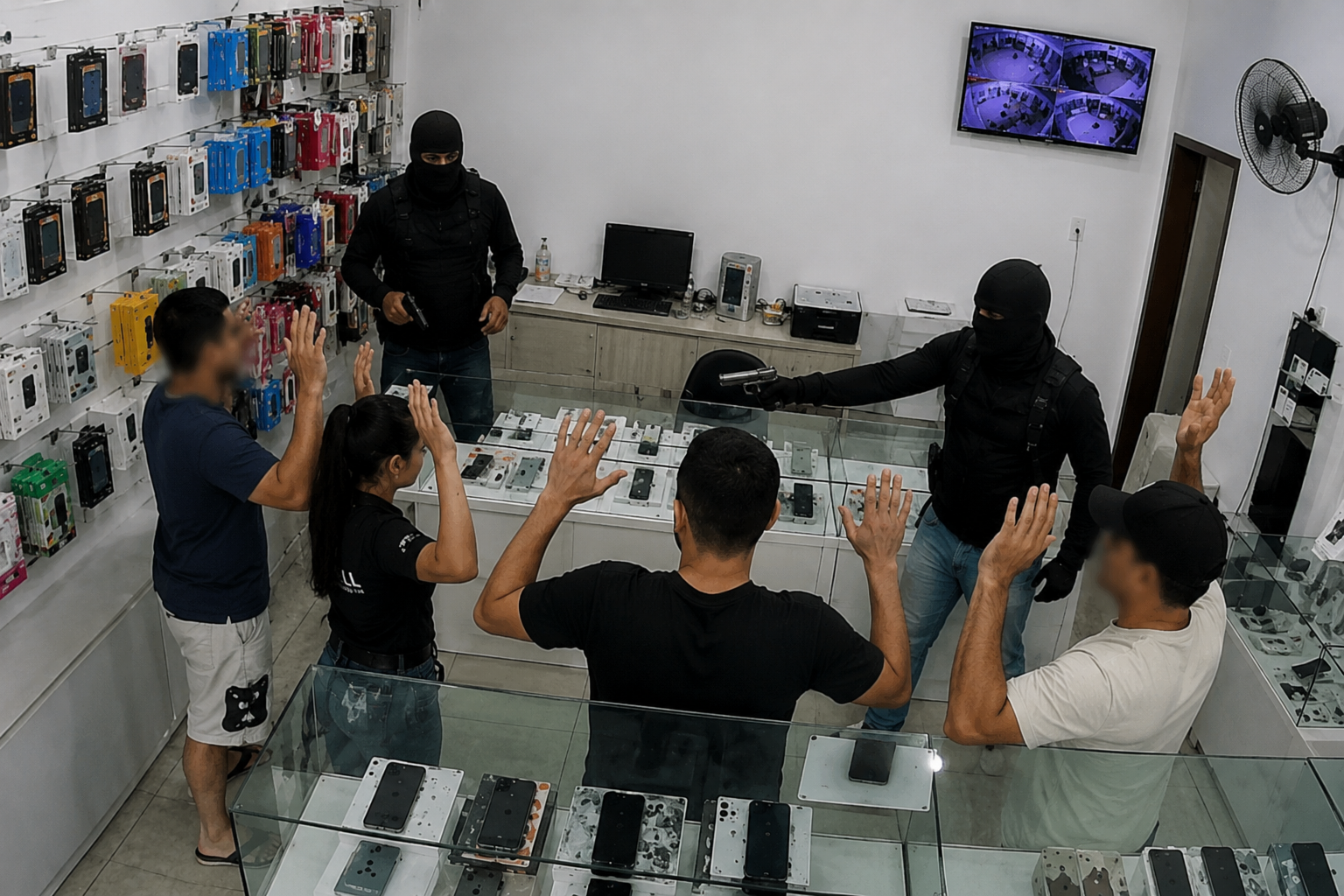 Dupla armada invade loja de celulares e faz clientes reféns durante assalto no Maranhão